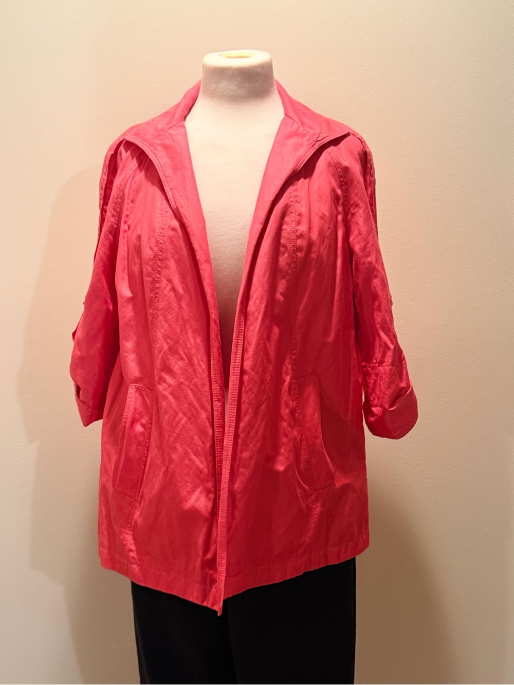 Lafayette 148 New York Coral Open-Front Trench Coat